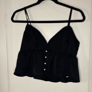 American Eagle Black Buttoned Crop Top